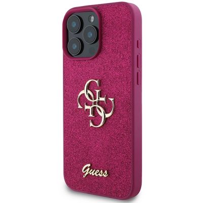 2. Etui Guess Glitter Script Big 4G na iPhone 16 Pro - fioletowe