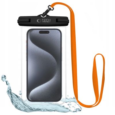 Pokrowiec Tech-Protect Waterproof Case UWC7 wodoodporny na urządzenia do 6.9" - czarno-pomarańczowy