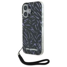Etui Karl Lagerfeld Zebra With Cord na iPhone 16 - fioletowe
