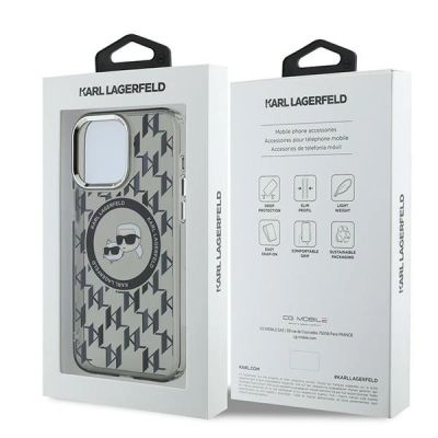8. Etui Karl Lagerfeld IML Monogram Karl & Choupette Head MagSafe na iPhone 15 Pro - czarne