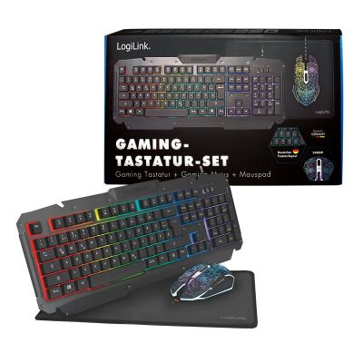 10. LogiLink ID0185 klawiatura Dołączona myszka Gaming USB QWERTY Angielski Czarny