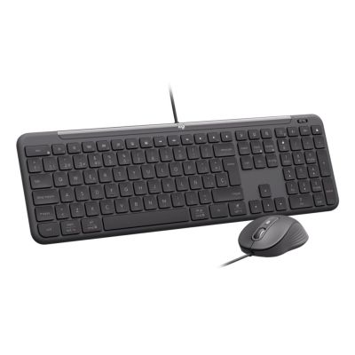 3. Logitech 920-013343 klawiatura Dołączona myszka Dom/Biuro USB QWERTZ Niemiecki Grafitowy