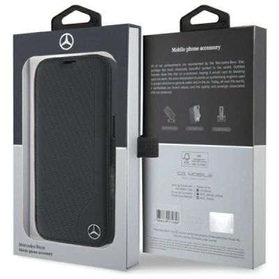 8. Etui Mercedes Leather Wood Imitation na iPhone 16 - czarne