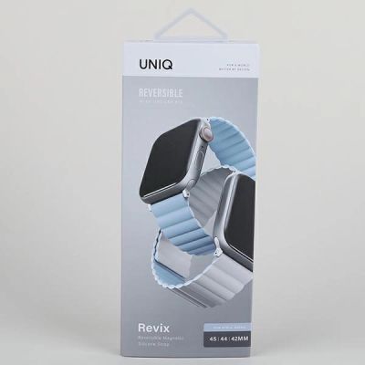 10. Pasek Uniq Revix na Apple Watch 1/2/3/4/5/6/7/8/SE/SE2/Ultra 42/44/45/49mm - biało-niebieski