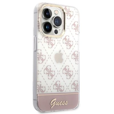 4. Etui Guess 4G Pattern Script na iPhone 14 Pro - różowe