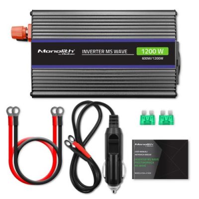 13. QOLTEC PRZETWORNICA NAPIĘCIA MONOLITH 1200 MS WAVE | 12V NA 230V | 600/1200W | USB