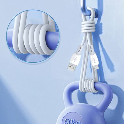 7. Kabel Dudao L25ST 5 A USB-A - USB-C z miękkim silikonowym oplotem 1 m - biały