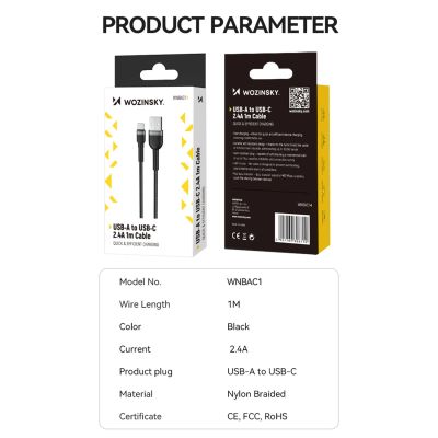5. Kabel Wozinsky WNBAC2 USB-A / USB-C 2.4A 2 m - czarny