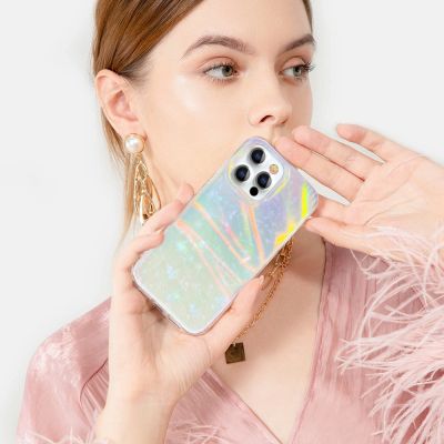 2. Kingxbar Shell Series luksusowe eleganckie etui na iPhone 13 Pro perłowy-miętowy