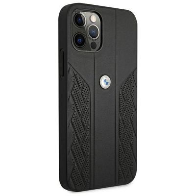 4. Etui BMW Leather Curve Perforate na iPhone 12 Pro Max - czarne