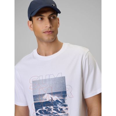 3. T-shirt regular z nadrukiem męski 4F 4FWSS26TTSHM2783-10S
