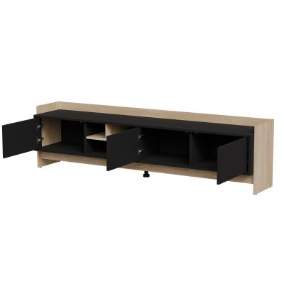 2. Szafka RTV PORTO 3D 190x38x50 dąb/czarny