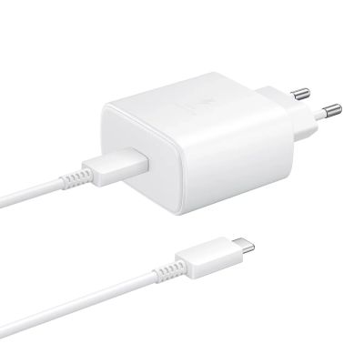 Ładowarka sieciowa Samsung EP-TA845EWE 45W z kablem USB-C Samsung EP-DW767JWE 45W 1,8m (OOB Bulk - opakowanie zastępcze) - biała