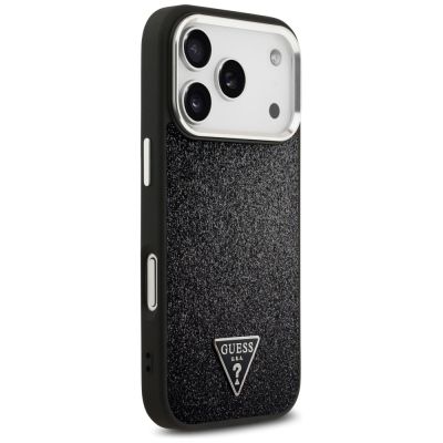 4. Etui Guess Glitter Triangle Logo MagSafe na iPhone 17 Pro - czarne