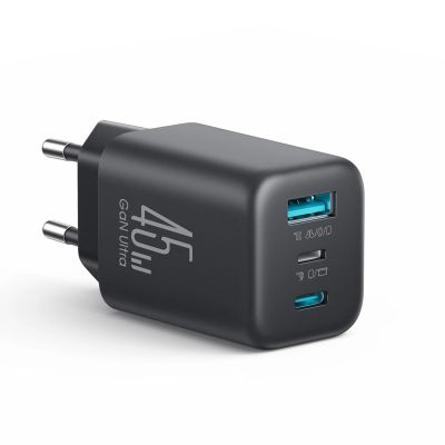 3. Ładowarka sieciowa Joyroom JR-TO1 GaN 45 USB-C Lightning USB-A - czarna
