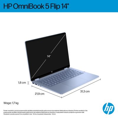 4. HP OmniBook 5 Flip 14-fp0004nw Core 5 120U 14"2K Touch IPS 300nits 16GB LPDDR5 5200 SSD512 Intel Graphics Cam 1080p 68Wh Win11 Blue Sky 2Y