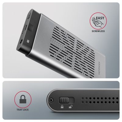 9. Axagon EEM2-20GD stacja dokująca do dysków twardych USB 3.2 Gen 2 (3.1 Gen 2) Type-C Czarny, Szary