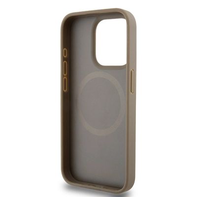 7. Etui DKNY Leather Printed Pattern Metal Logo MagSafe na iPhone 15 Pro Max - brązowe