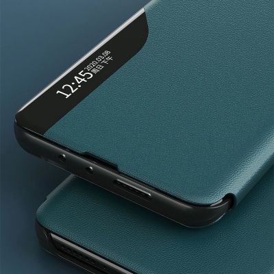 8. Eco Leather View Case elegancki futerał etui z klapką i funkcją podstawki Samsung Galaxy A72 4G czerwony
