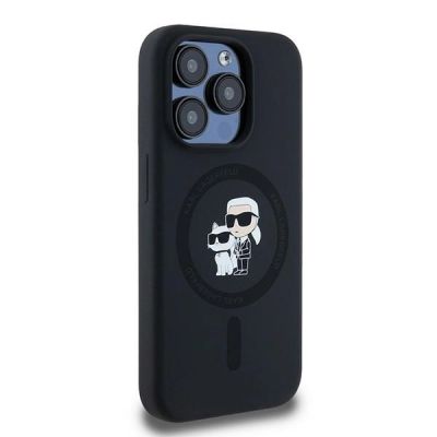 4. Etui Karl Lagerfeld Silicone Karl&Choupette MagSafe na iPhone 15 Pro - czarne