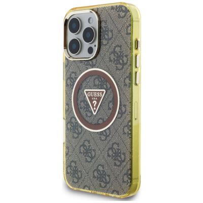 2. Etui Guess IML Metal Glitter 4G Circle Triangle MagSafe na iPhone 16 Pro - brązowe