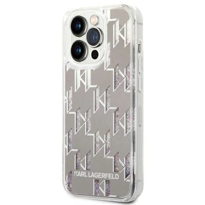 2. Etui Karl Lagerfeld Liquid Glitter Monogram na iPhone 14 Pro Max - srebrne