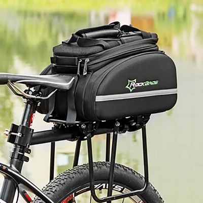 7. Torba rowerowa Rockbros A6-03BK na bagażnik 35 l z rozkładanymi kieszeniami - czarna