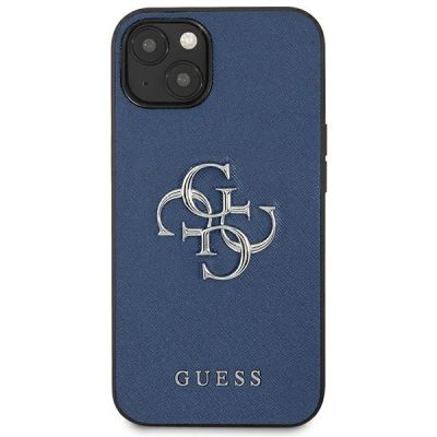 3. Etui Guess Saffiano 4G Metal Logo na iPhone 13 mini - niebieskie
