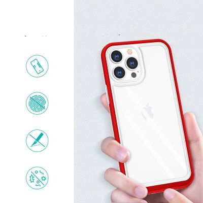 2. Clear 3in1 etui do iPhone 13 Pro Max żelowy pokrowiec z ramką czerwony