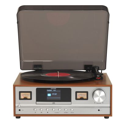8. Retro wieża stereo Denver MRD-52 z gramofonem light wood