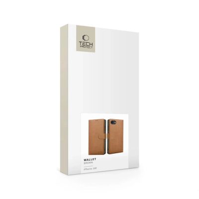 5. Etui Tech-Protect Wallet na iPhone 16e / 17e - brązowe