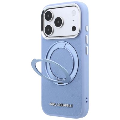 2. Etui Karl Lagerfeld Ring Stand 360 Saffiano Classic Logo MagSafe na iPhone 18 Pro Max / 17 Pro Max - jasnoniebieskie