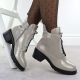 3. Skórzane botki damskie na klocku lakierowane szare Jezzi 24172-3