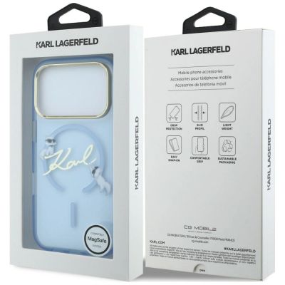8. Etui Karl Lagerfeld Script Logo MagSafe na iPhone 18 Pro / 17 Pro - jasnoniebieskie