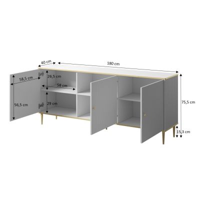 4. Komoda GLAMOUR 180x40x75,5 czarny mat + złoty