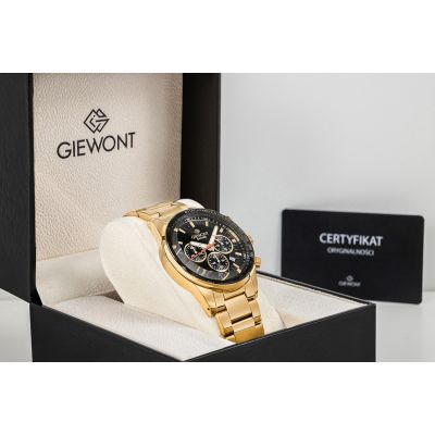 8. Zegarek Męski Giewont Chronograph Sapphire Złoto Czarny GW9140-B4