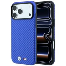 Etui BMW M Carbon Metal Logo MagSafe na iPhone 17 Pro / 18 Pro - niebieskie
