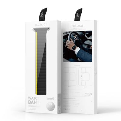12. Magnetyczny pasek Apple Watch SE, 9, 8, 7, 6, 5, 4, 3, 2, 1 (41, 40, 38 mm) Dux Ducis Strap (LD Version) - czarno-żółty
