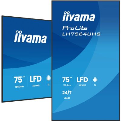 16. Płaski ekran iiyama LH7564UHS-B1AG 75 IN LCD UHD - 190.5 cm