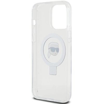 7. Etui Karl Lagerfeld Ring Stand Karl Head MagSafe do iPhone 15 Pro - białe