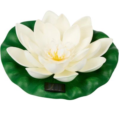 2. LAMPA SOLARNA LILIA WODNA 18CM BIAŁA