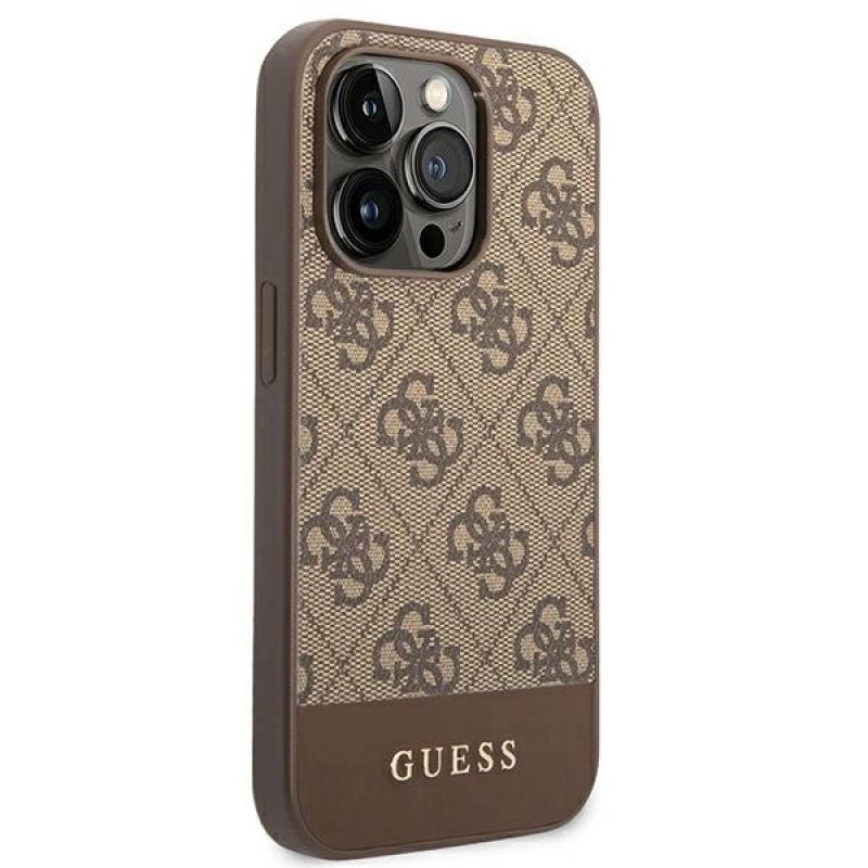4. Guess GUHCP14LG4GLBR iPhone 14 Pro 6,1" brązowy/brown hard case 4G Stripe Collection