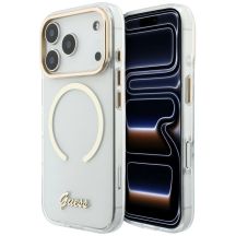 Etui Guess IML Script Metal MagSafe na iPhone 18 Pro Max / 17 Pro Max - przezroczyste