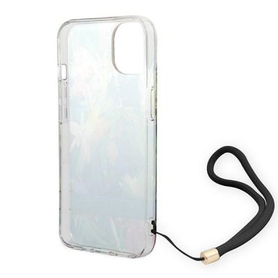 6. Etui Guess Flower Strap na iPhone 14 - niebieskie