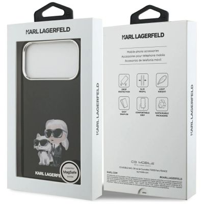 8. Etui Karl Lagerfeld IML Aquarelle Karl & Choupette & Logo MagSafe na iPhone 17 Pro Max - czarne