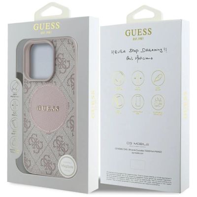 8. Etui Guess 4G Circle Classic Logo MagSafe na iPhone 16 Pro - różowe