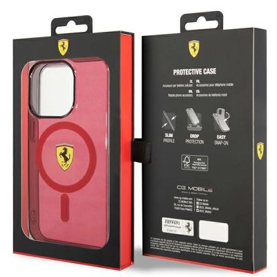 8. Etui Ferrari Translucent MagSafe na iPhone 14 Pro - czerwone