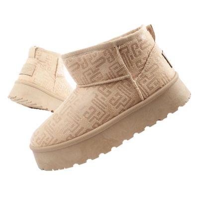 Lee Cooper buty śniegowce damskie zimowe modne futerko ocieplane botki beżowe