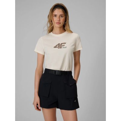 T-shirt regular z nadrukiem damski 4F 4FRSS26TTSHF4422-12S