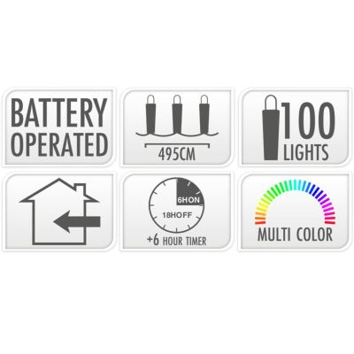3. LAMPKI DRUCIKI NA BATERIE GIRLANDA 100 LED MULTIKOLOR TIMER